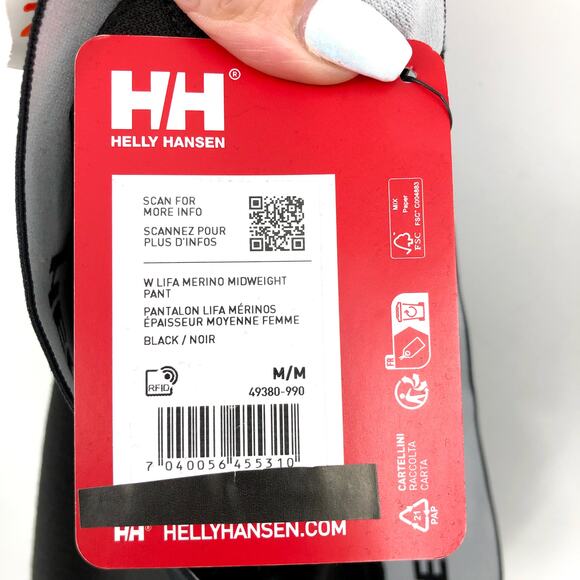 HELLY HANSEN Women's Lifa Merino Pants Medium Black Base Layer Midweight NWT - Picture 10 of 12